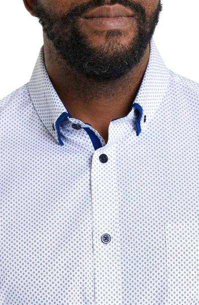 Shop Johnny Bigg Goldman Regular Fit Diamond Print Stretch Button-down Shirt In White