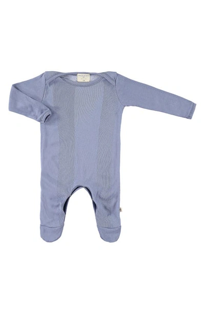 Shop Paigelauren Ribbed Cotton & Modal Footie In Blue