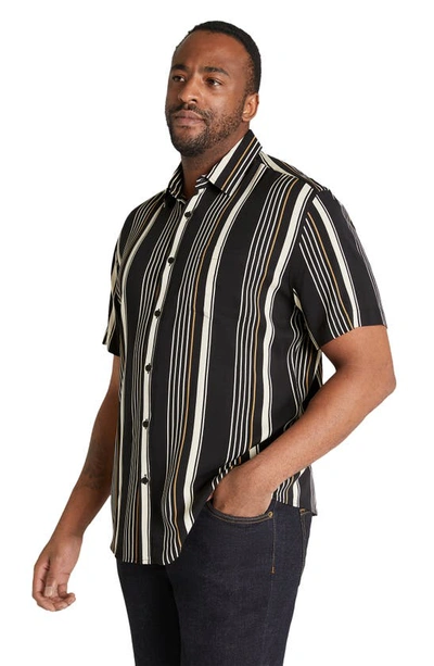 Shop Johnny Bigg Regular Fit Harley Stripe Short Sleeve Button-up Shirt In Black