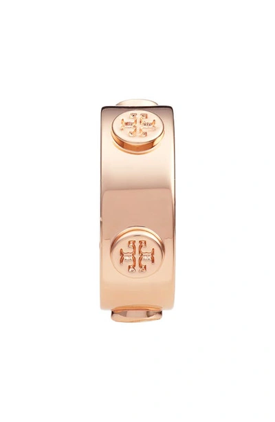 Shop Tory Burch Delicate Logo Ring In Rose Gold