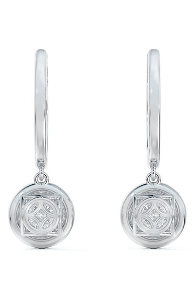 Shop De Beers Forevermark Center Of My Universe® Floral Halo Diamond Drop Earrings In 18k White Gold
