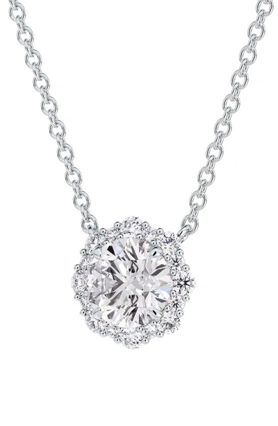 Shop De Beers Forevermark Center Of My Universe® Floral Halo Diamond Pendant Necklace In 18k White Gold