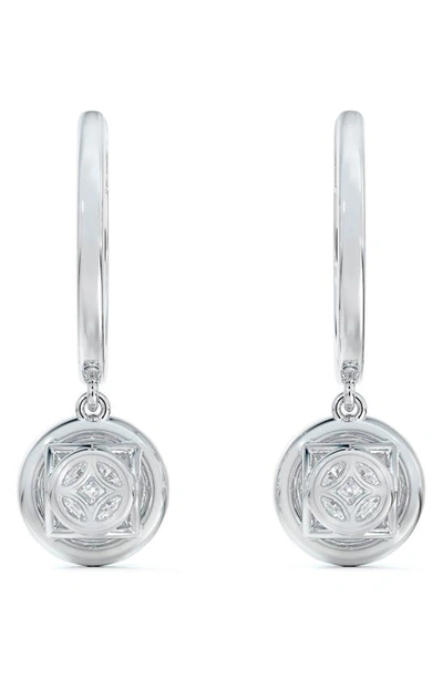 Shop De Beers Forevermark Center Of My Universe® Halo Diamond Huggie Hoop Earrings In 18k White Gold