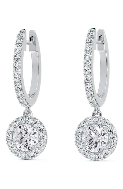 Shop De Beers Forevermark Center Of My Universe® Halo Diamond Huggie Hoop Earrings In 18k White Gold