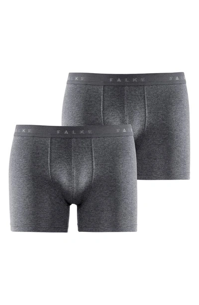 Shop Falke 2-pack Daily Comfort Cotton Blend Boxer Briefs In Dark Grey