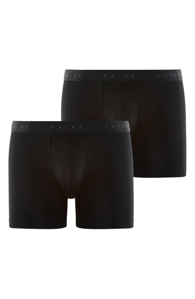Shop Falke 2-pack Daily Comfort Cotton Blend Boxer Briefs In Black