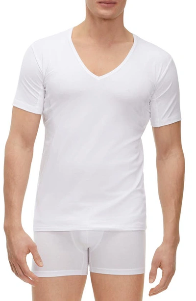Shop Falke Outlast Deep V-neck T-shirt In White