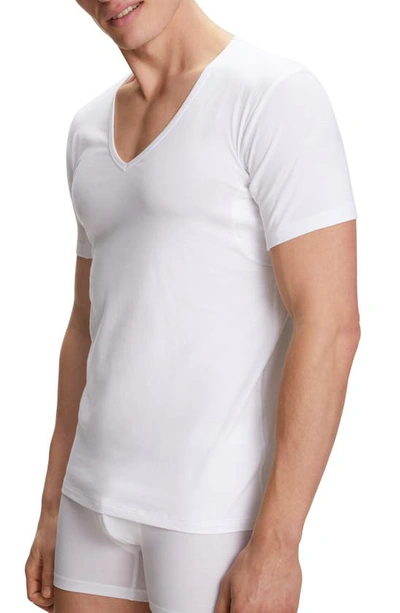 Shop Falke Outlast Deep V-neck T-shirt In White