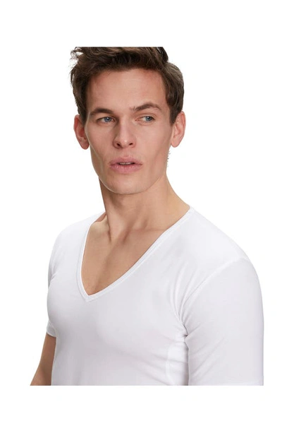 Shop Falke Outlast Deep V-neck T-shirt In White