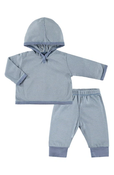 Shop Paigelauren Stripe Cotton & Modal Hoodie & Joggers Set In Soft Blue Stripe