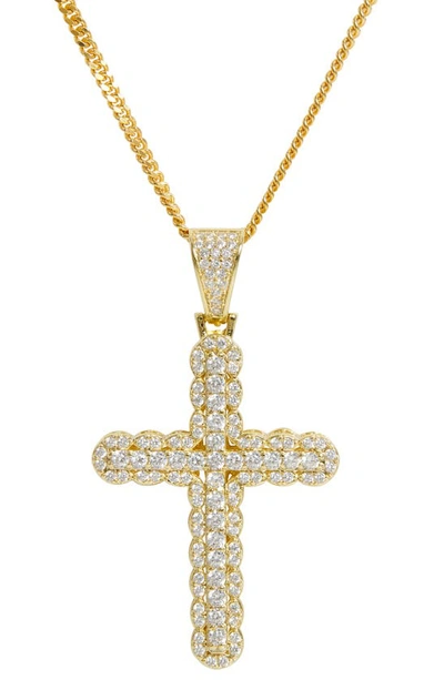 Shop Savvy Cie Jewels Pavé Cubic Zirconia Cross Pendant Necklace In Yellow