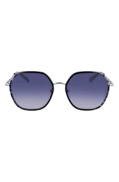 Shop Longchamp Roseau 58mm Gradient Rectangular Sunglasses In Silver/ Black Camou