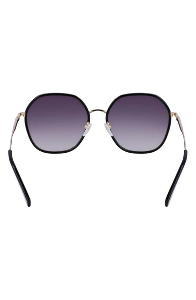 Shop Longchamp Roseau 58mm Gradient Rectangular Sunglasses In Gold/ Black