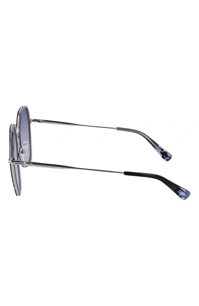 Shop Longchamp Roseau 58mm Gradient Rectangular Sunglasses In Silver/ Black Camou