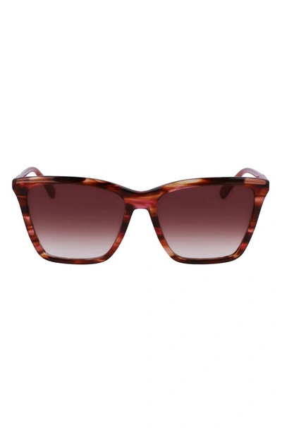 Shop Longchamp Le Pliage 56mm Gradient Rectangular Sunglasses In Red Horn