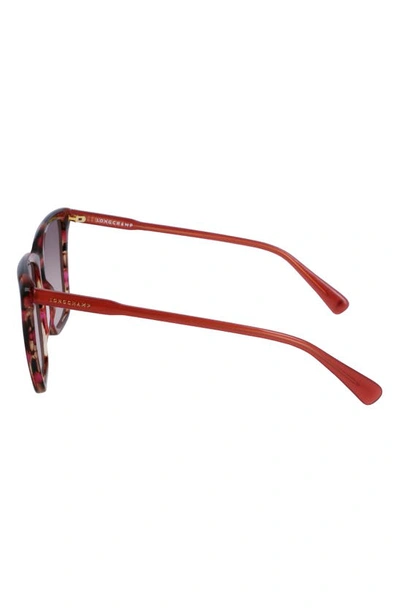 Longchamp Le Pliage 56mm Gradient Rectangular Sunglasses In Red Horn