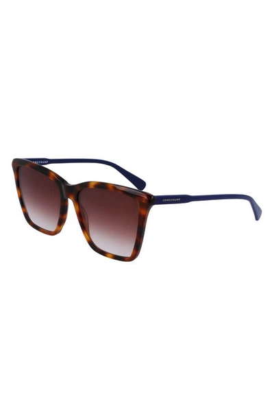 Longchamp Le Pliage 56mm Gradient Rectangular Sunglasses In Havana
