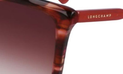 Longchamp Le Pliage 56mm Gradient Rectangular Sunglasses In Red Horn