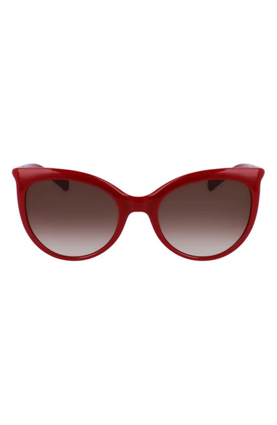 Shop Longchamp Roseau 53mm Gradient Cat Eye Sunglasses In Red