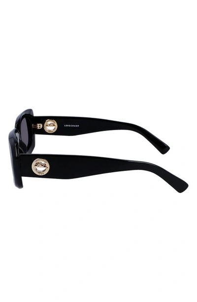 Shop Longchamp Medallion 52mm Rectangular Sunglasses In Black