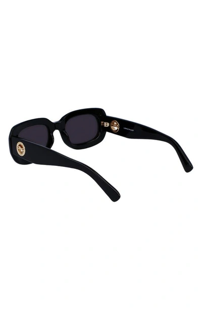 Shop Longchamp Medallion 52mm Rectangular Sunglasses In Black