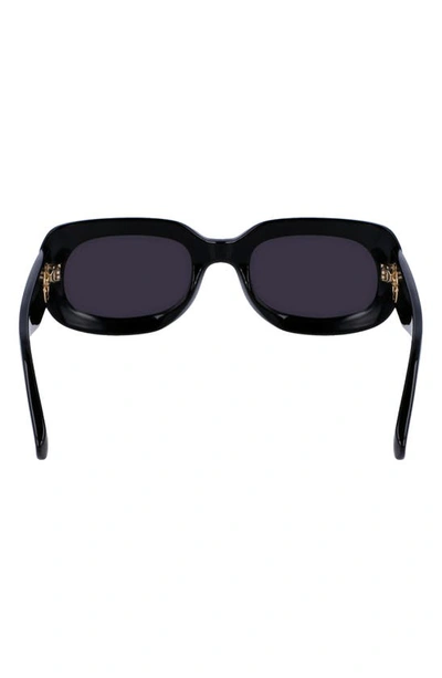 Shop Longchamp Medallion 52mm Rectangular Sunglasses In Black