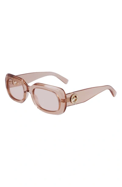 Shop Longchamp Medallion 52mm Rectangular Sunglasses In Rose