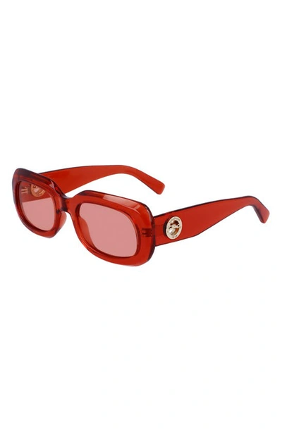 Shop Longchamp Medallion 52mm Rectangular Sunglasses In Orange