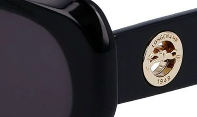 Shop Longchamp Medallion 52mm Rectangular Sunglasses In Black