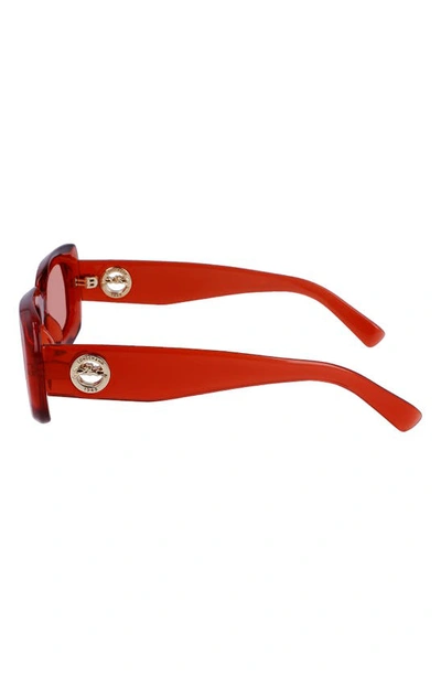 Shop Longchamp Medallion 52mm Rectangular Sunglasses In Orange