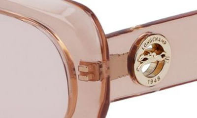 Shop Longchamp Medallion 52mm Rectangular Sunglasses In Rose