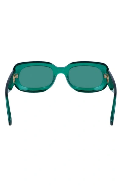 Shop Longchamp Medallion 52mm Rectangular Sunglasses In Green