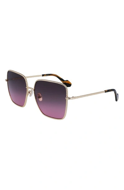 Shop Lanvin Babe 59mm Gradient Square Sunglasses In Gold/ Gradient Grey Rose