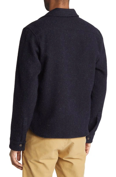 Shop Peregrine Dexter Wool Overshirt In Navy