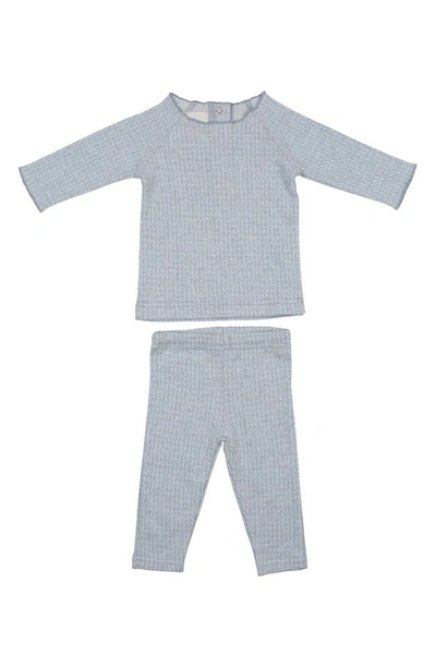 Maniere Wave Stripe Cotton Top & Pants Set In Sky Blue