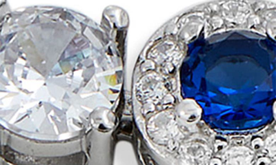 Savvy Cie Jewels Cubic Zirconia Halo Tennis Bracelet In Blue