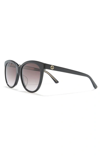 Gucci 58mm Round Sunglasses In Shiny Black