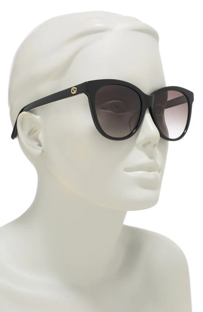 Gucci 58mm Round Sunglasses In Shiny Black