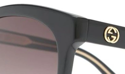 Gucci 58mm Round Sunglasses In Shiny Black
