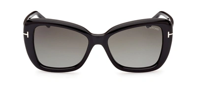 Shop Tom Ford Maeve Ft1008 01b Butterfly Sunglasses In Grey