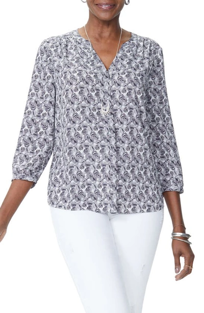 Shop Nydj High/low Crepe Blouse In Clambake Black