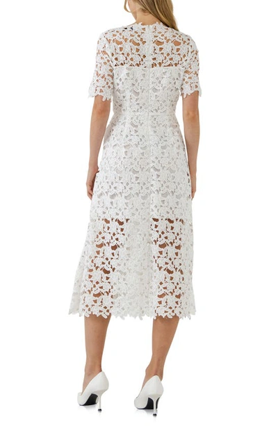 Endless Rose Sheer Lace Cut-out A-line Midi Dress In White