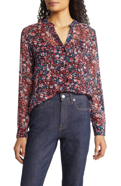 Shop Kut From The Kloth Jasmine Chiffon Button-up Shirt In Potenza-bk/ Red/
