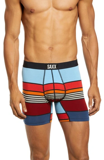 Shop Saxx Vibe Super Soft Slim Fit Boxer Briefs In Navy Super Stripe