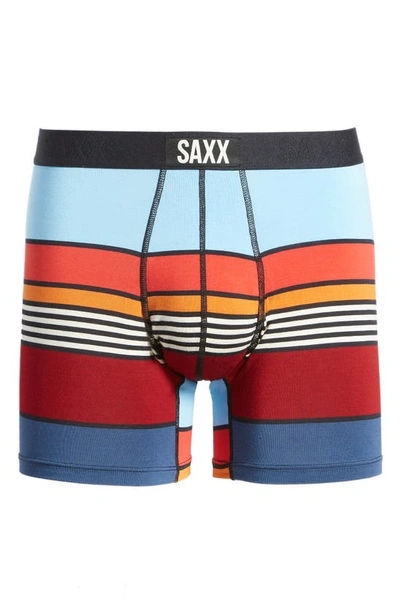 Shop Saxx Vibe Super Soft Slim Fit Boxer Briefs In Navy Super Stripe