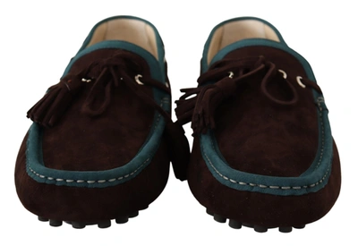Shop Dolce & Gabbana Blue Suede Leather Loafer Men's Shoes