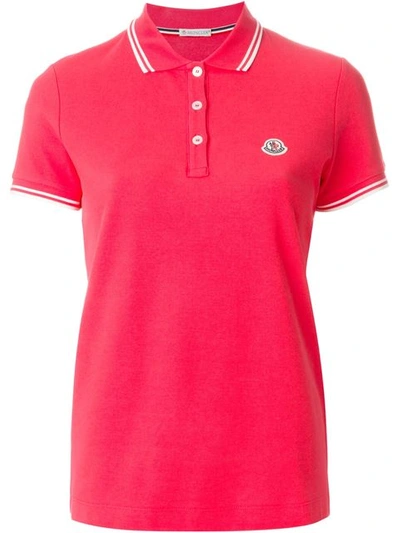 Shop Moncler Piped Collar Polo Shirt