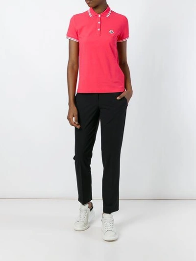 Shop Moncler Piped Collar Polo Shirt