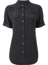 Equipment Super Vintage Wash Short Sleeve Slim Signature Top In True Black