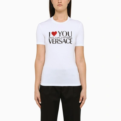 Shop Versace White T-shirt In Stretch Cotton